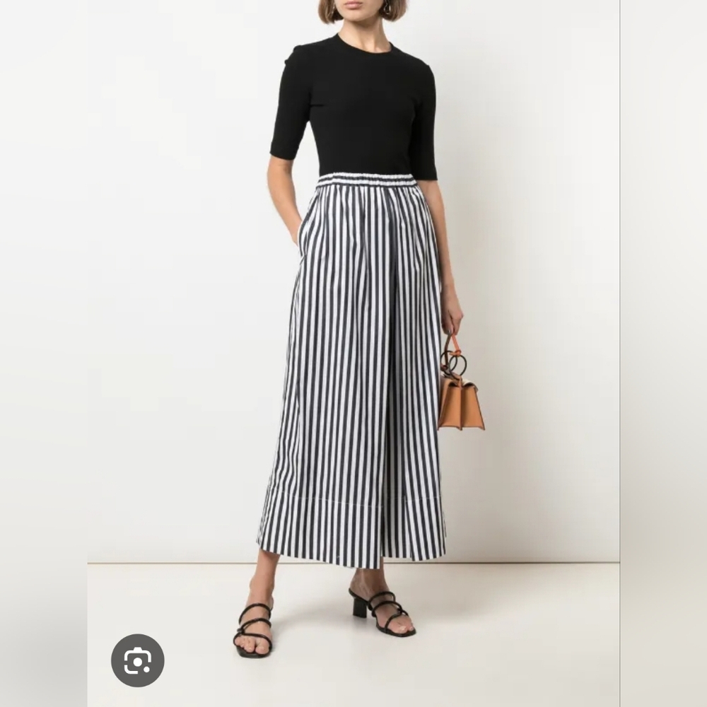 Rosetta Getty Striped Wide Legged Black and White Culottes Size 4 - Picture 2 of 8